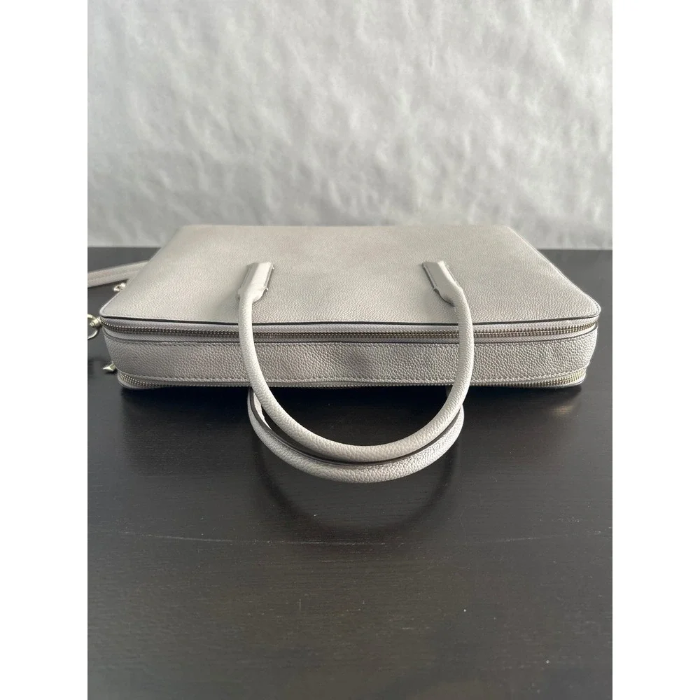Kate Spade Grey Pebbled Leather Laptop Bag Briefcase Crossbody Messenger Bag